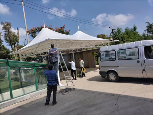 膜结构汽车棚-电动停车棚